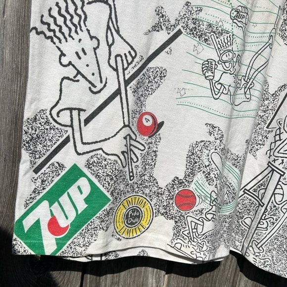7-UP Fido Dido 80s Mascot Rare All Over Print Graphic Tee Large - Picture 2 of 8